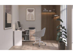 INFINITY - Bureau d'angle 3 tiroirs 2 niches