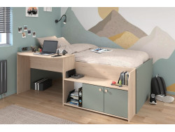 JADE - Lit combi pour couchage 90 cm avec bureau et rangement