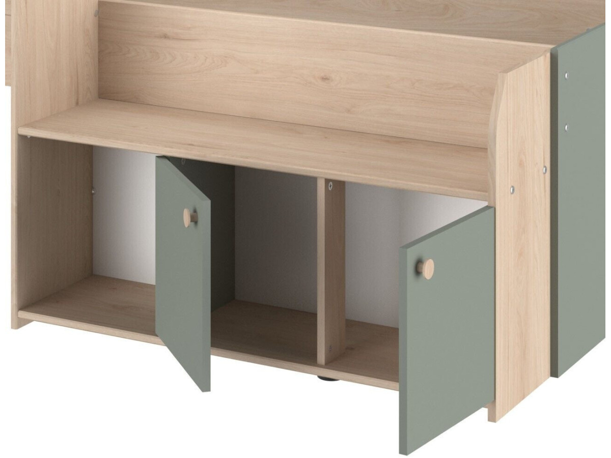 JADE - Lit combi pour couchage 90 cm avec bureau et rangement