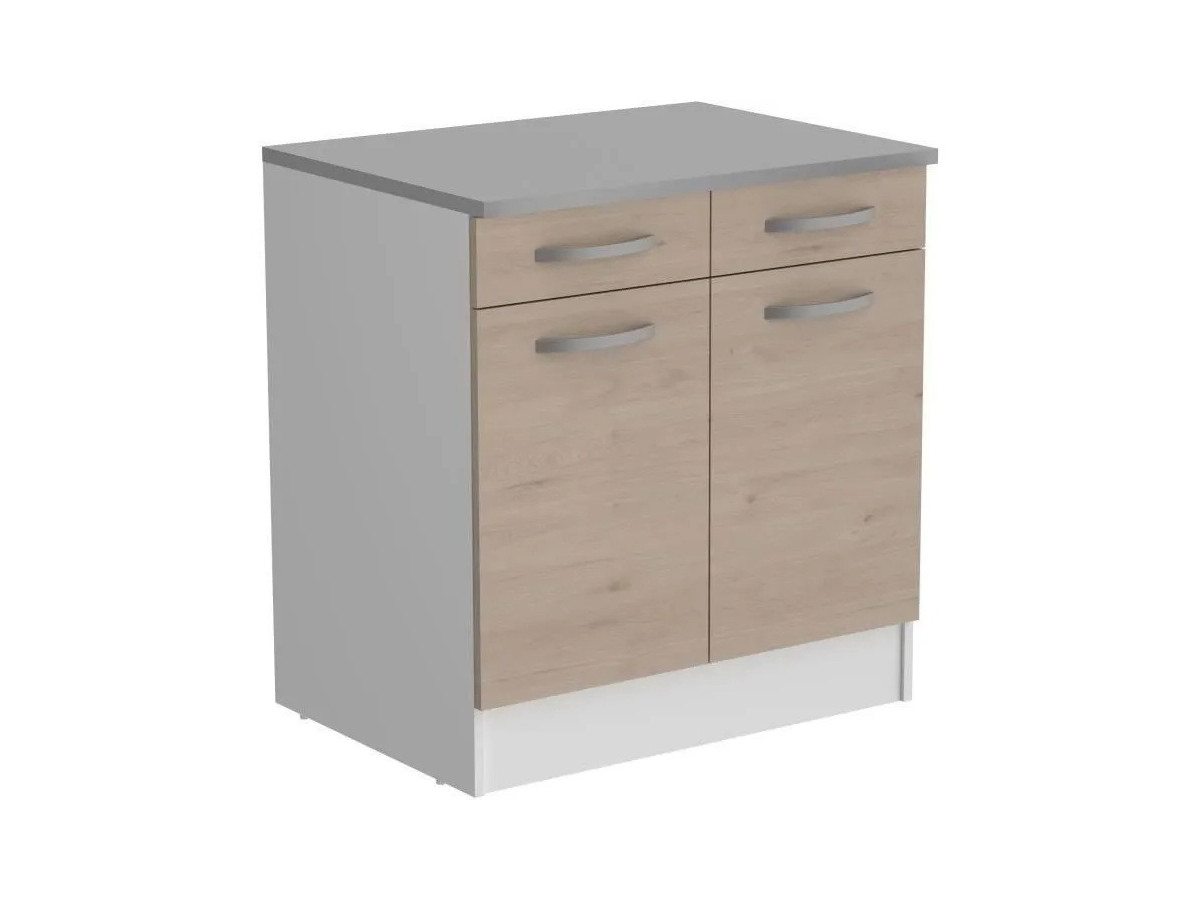 EKO - Meuble bas 2 portes 2 tiroirs 80 cm