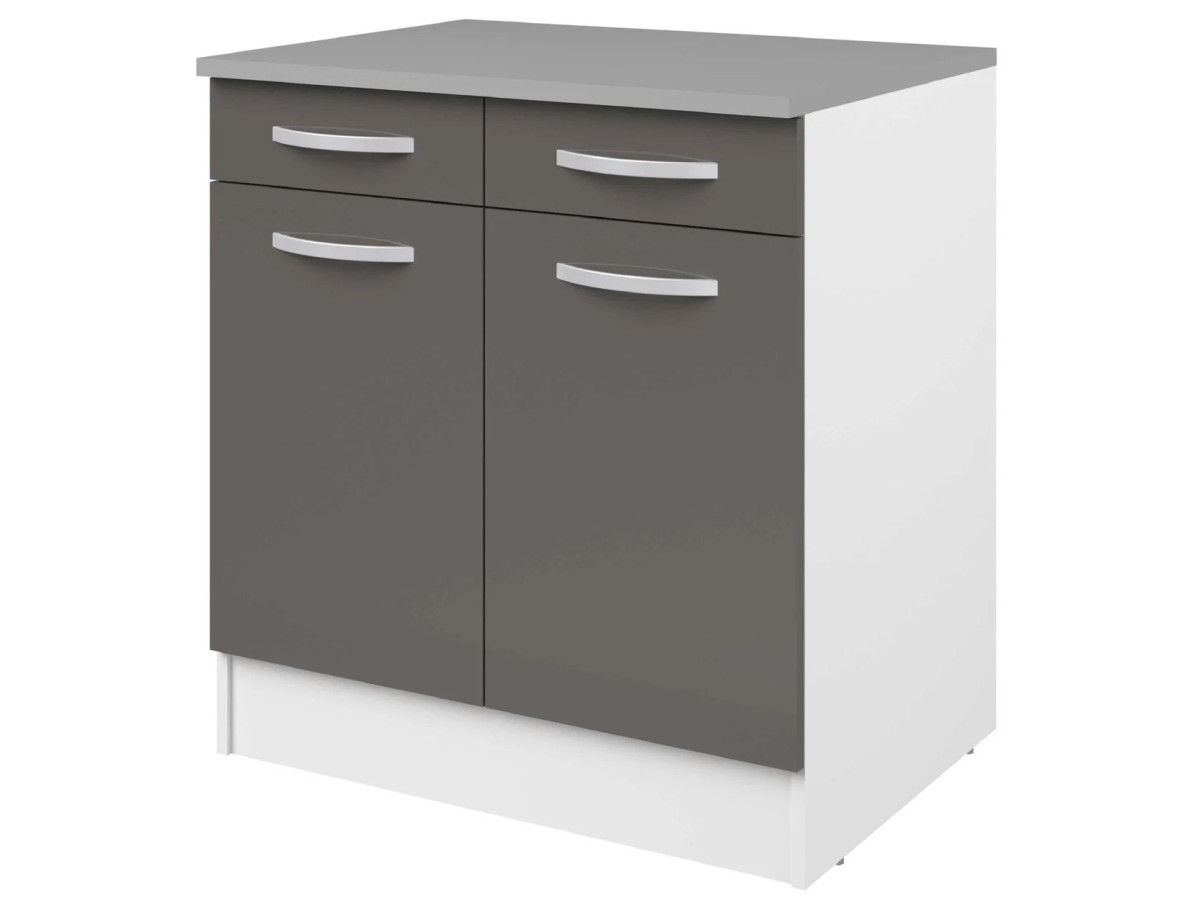 EKO - Meuble bas 2 portes 2 tiroirs 80 cm