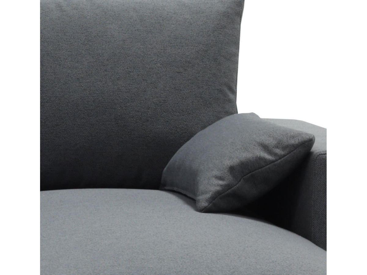 MARGAUX - Canapé d’angle convertible réversible avec méridienne coffre et coussins déco anthracite
