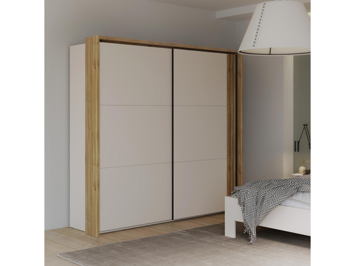 WAIKATO - Armoire 2 portes coulissantes imitation sable