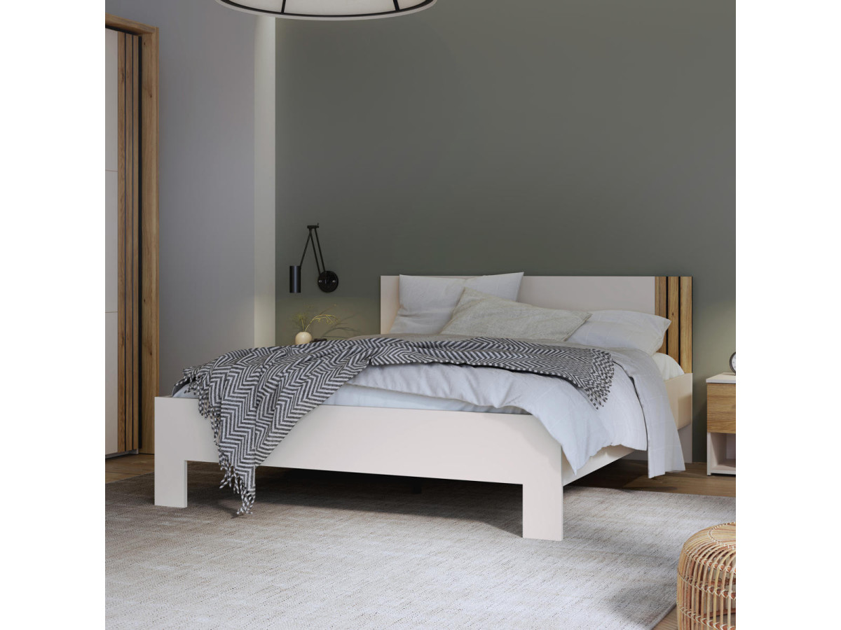 WAIKATO - Lit pour couchage 160x200 cm (sans matelas ni sommier) imitation sable
