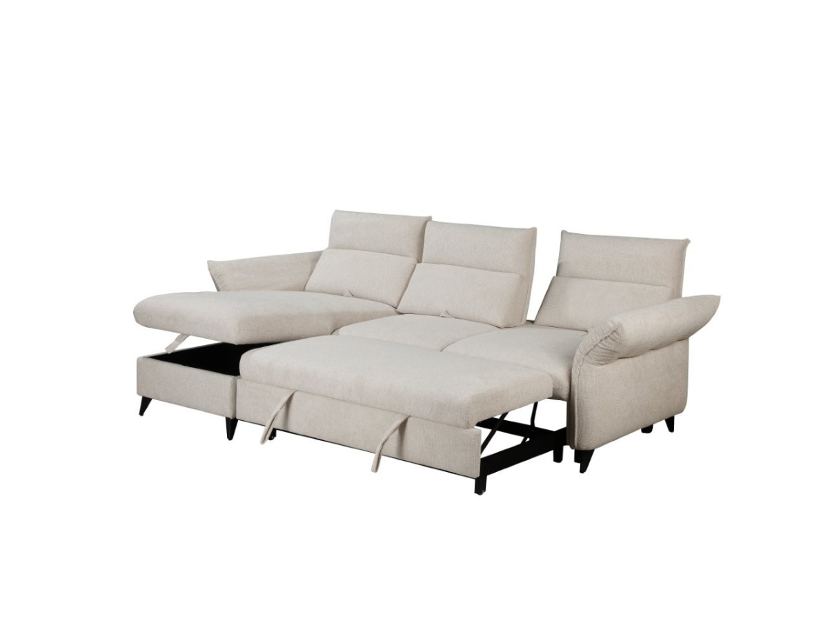 LUNARO - Canapé d'angle convertible, réversible avec coffre de rangement