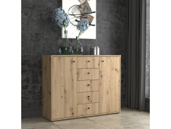 TEMPRA - Meuble d'appoint 2 portes 5 tiroirs