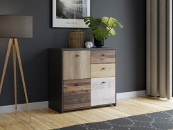 SANNE - Meuble d'appoint 3 portes 2 tiroirs