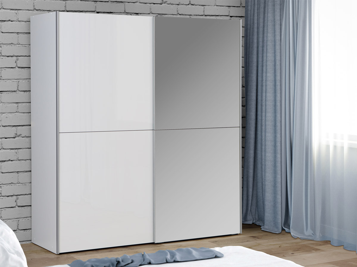 KAIKAIS - Armoire 2 portes coulissantes (1 avec miroir) 