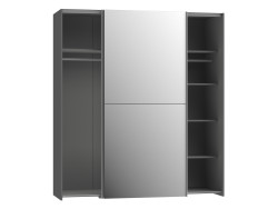 KAIKAIS - Armoire 2 portes coulissantes (1 avec miroir)