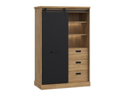 KASZIMIRO - Bahut haut 1 porte coulissante 3 tiroirs 3 niches