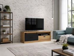 KASZIMIRO - Meuble TV-Hifi 1 porte coulissante 1 tiroir 1 niche 