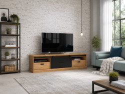 KASZIMIRO - Meuble TV-Hifi 1 porte coulissante 2 tiroirs 2 niches 