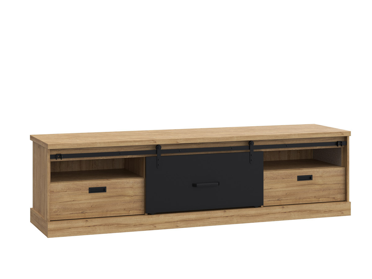 KASZIMIRO - Meuble TV-Hifi 1 porte coulissante 2 tiroirs 2 niches 