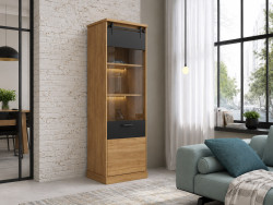 KASZIMIRO - Vitrine haute 1 porte vitrée 4 étagères