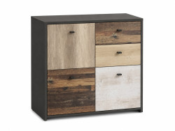 SANNE - Meuble d'appoint 3 portes 2 tiroirs
