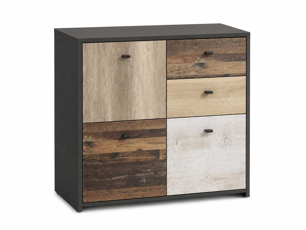 SANNE - Meuble d'appoint 3 portes 2 tiroirs 
