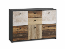 SANNE - Meuble d'appoint 5 portes 2 tiroirs