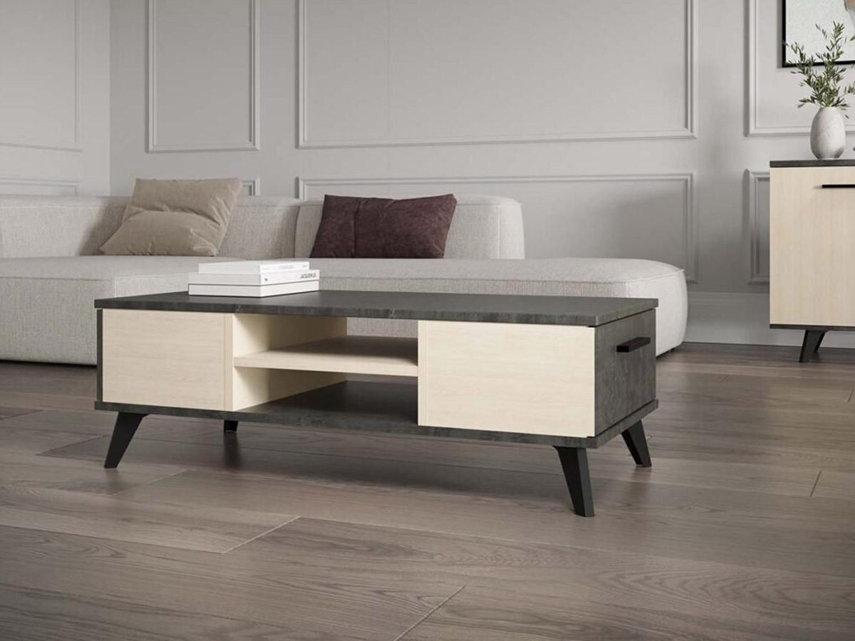 KENT - Table basse rectangulaire 2 tiroirs 