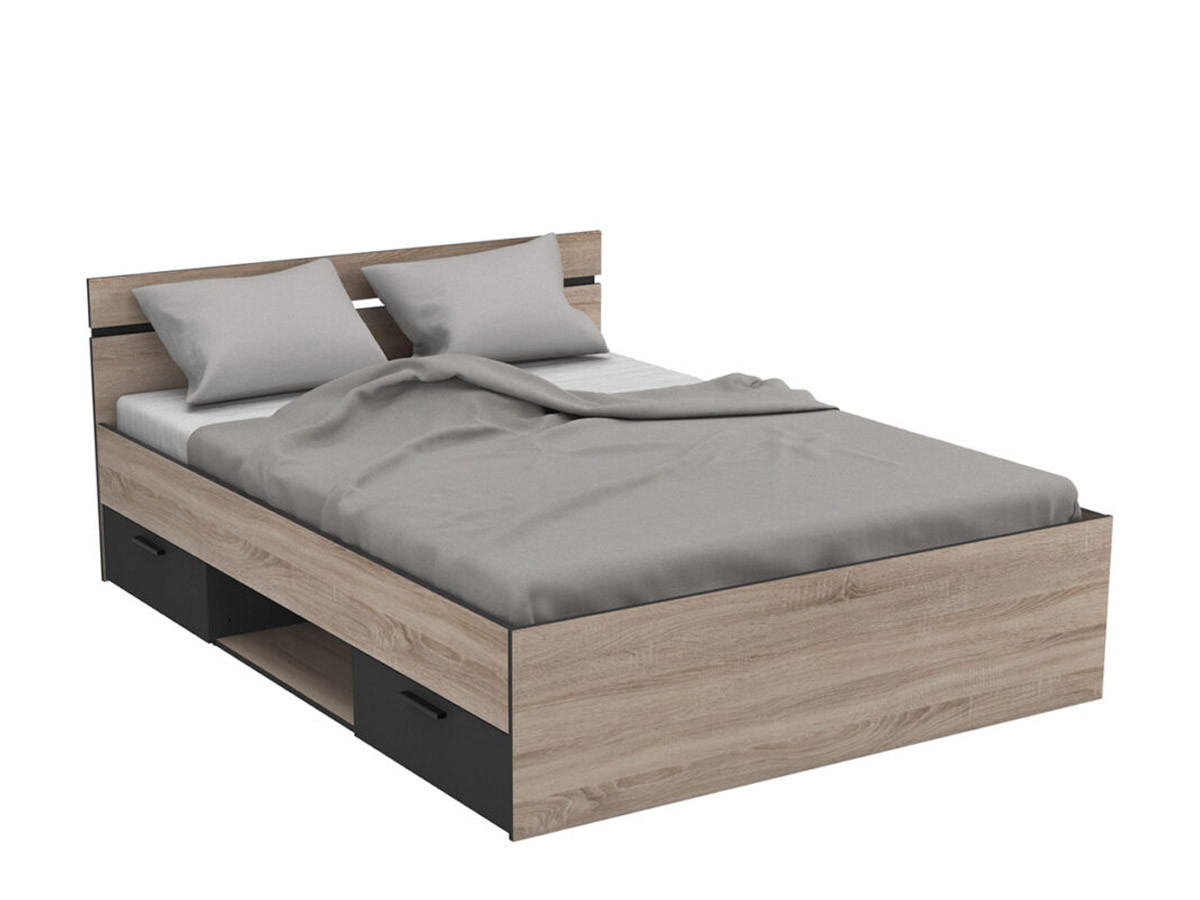 MICHIGAN - Lit pour couchage 140x190 2 tiroirs 1 niche 