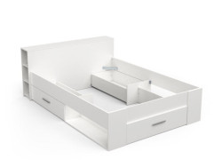 POCKET - Lit pour couchage 140x190 avec tête de lit rangement