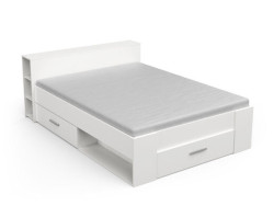 POCKET - Lit pour couchage 140x190 avec tête de lit rangement