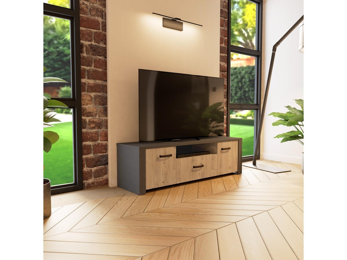 AUBRAC - Banc TV 2 portes ouvrantes 1 tiroir 