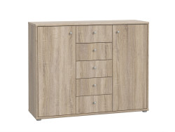 TEMPRA - Meuble d'appoint 2 portes 5 tiroirs