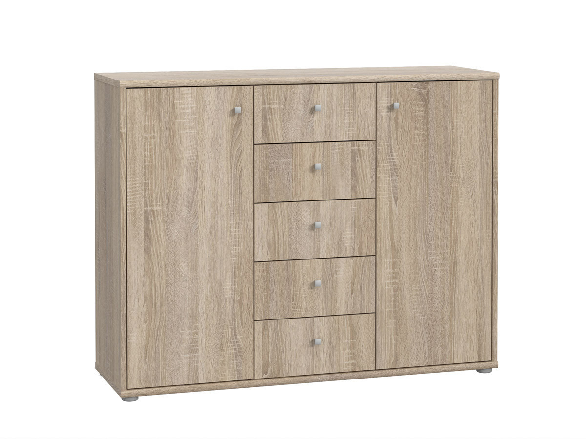 TEMPRA - Meuble d'appoint 2 portes 5 tiroirs 