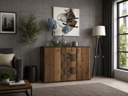TEMPRA - Meuble d'appoint 2 portes 5 tiroirs
