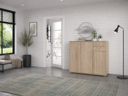 TEMPRA - Meuble d'appoint 3 portes 2 tiroirs