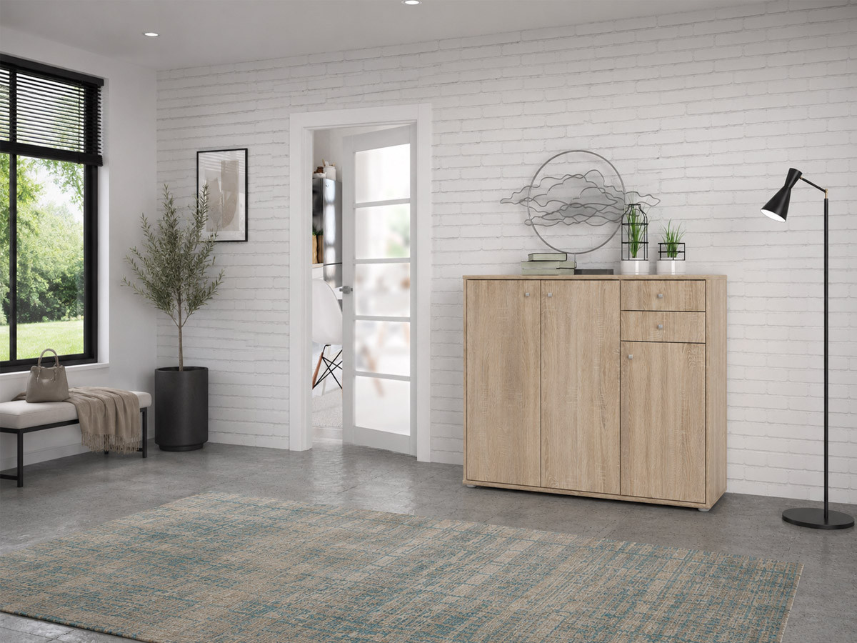 TEMPRA - Meuble d'appoint 3 portes 2 tiroirs