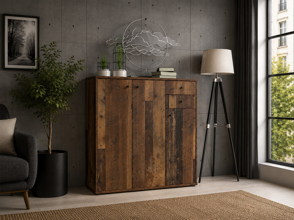TEMPRA - Meuble d'appoint 3 portes 2 tiroirs