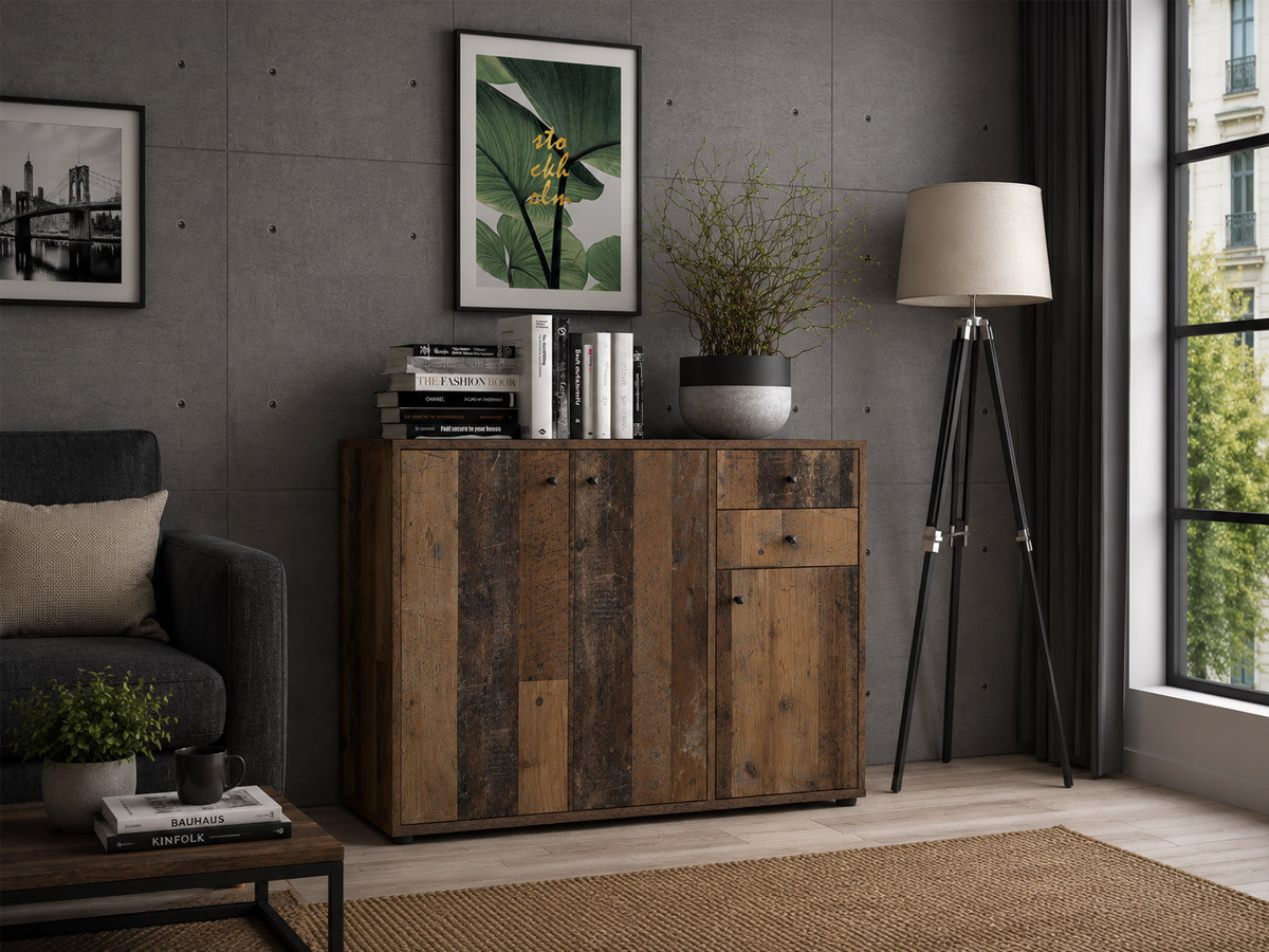 TEMPRA - Meuble d'appoint 3 portes 2 tiroirs