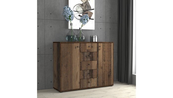 TAIMA - Commode 2 portes 5 tiroirs