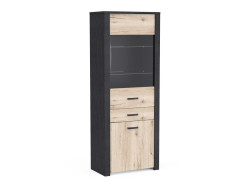 AUBRAC - Vitrine 1 porte ouvrante 1 porte verre 1 tiroir